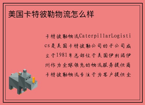 美国卡特彼勒物流怎么样